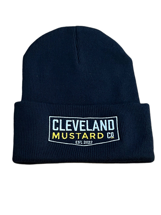 Cleveland Mustard Knit Cuffed Hat (Navy)